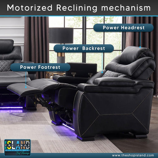 BlackBerry 1 Seater Air Leather Premium Sofa Chair - Power Recliner with Smart Features