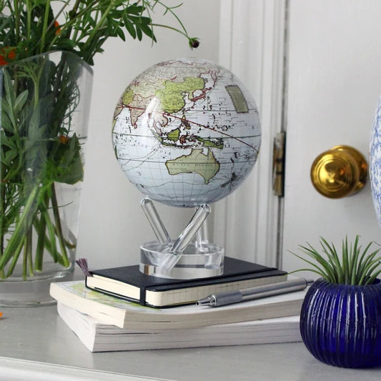 6" Mova Globe Antique Cassini (Terrestrial White)