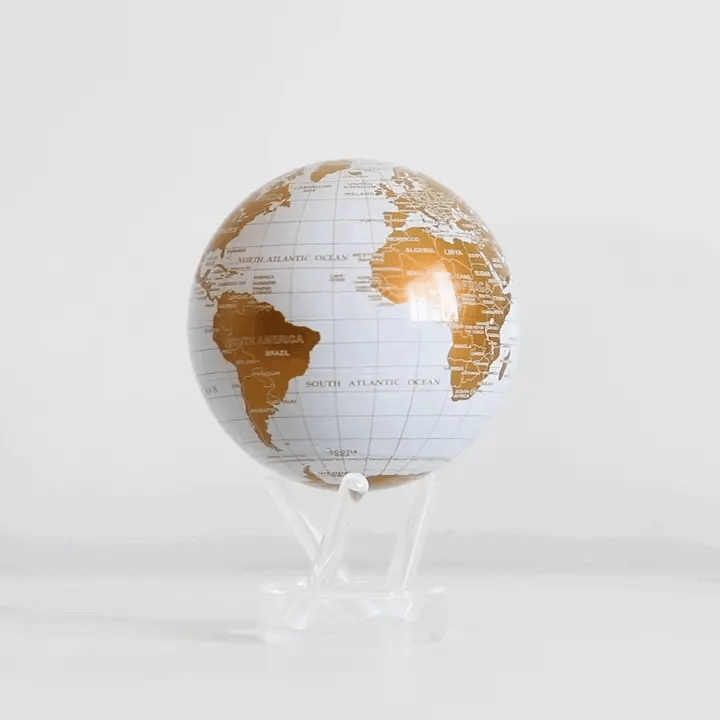6" Mova Globe Modern White and Gold