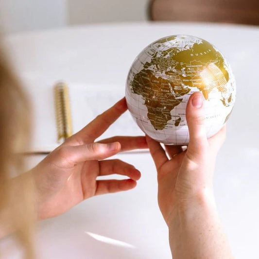 4.5" Mova Globe Modern White and Gold Metallic
