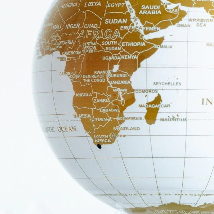 4.5" Mova Globe Modern White and Gold Metallic