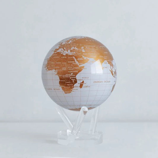 8.5" Mova Globe Modern White and Gold