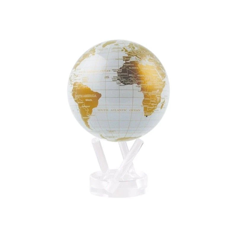 4.5" Mova Globe Modern White and Gold Metallic